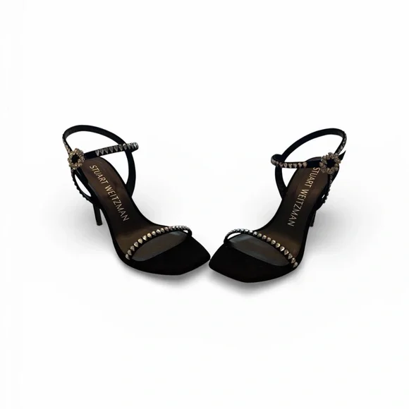 Stuart Weitzman Black Heels with Silver Embellishments - Picture 5 of 9